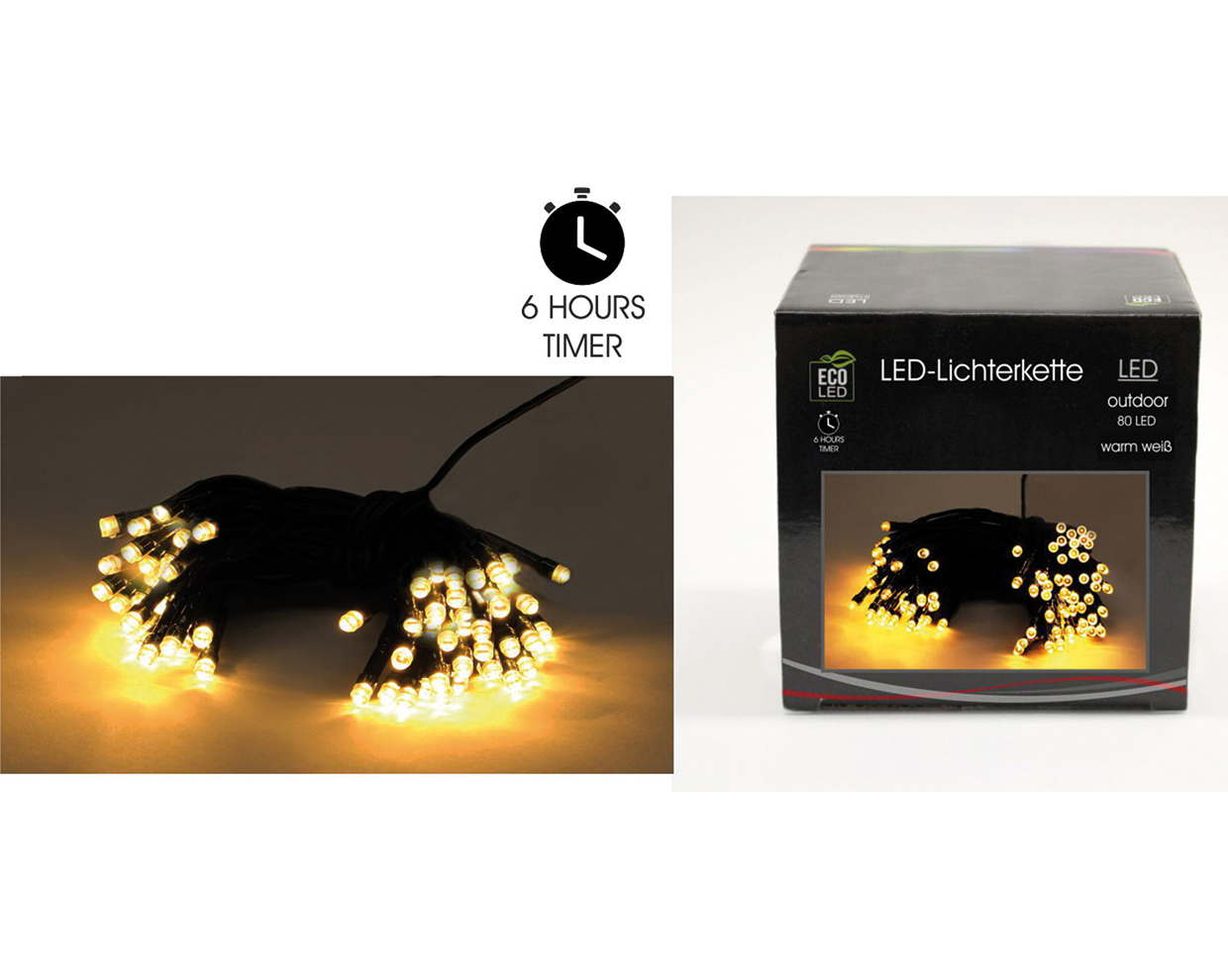 LED Lichterkette 80 LED warmweiß Außen (IP 44)