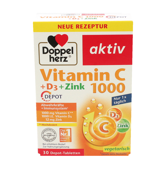 Doppelherz Vitamin C 1000 + Vitamin D 30 Tabl.