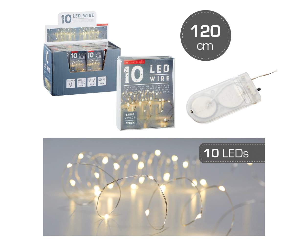 Lichterkette Draht / Micro, 10 LED, 120cm