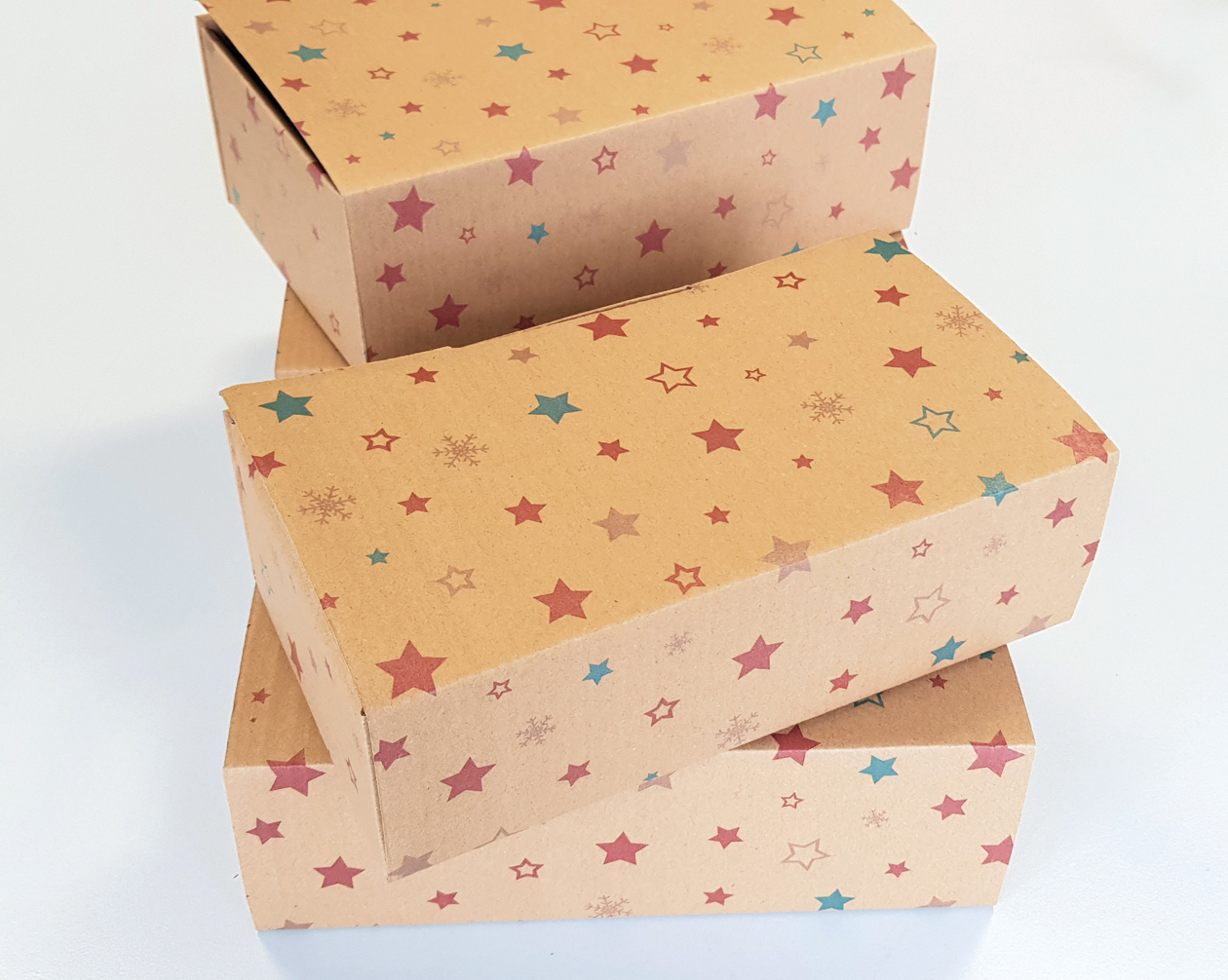 Geschenkboxen Kraft, 4er Set, flach gep., 27x19x11cm, je wei