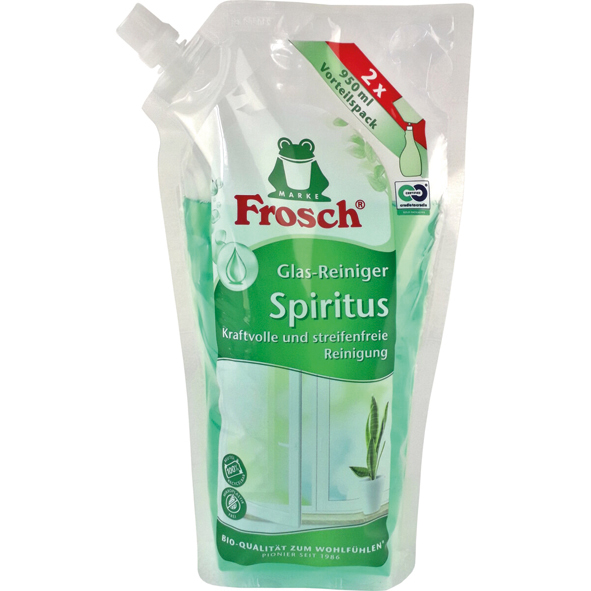 Frosch Glasreiniger Spiritus 950ml Nachfüllbeutel