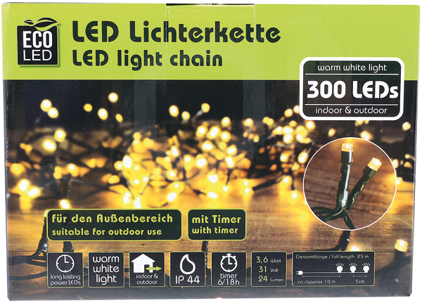 LED Lichterkette 300 LED warmweiß, Außen (IP 44)