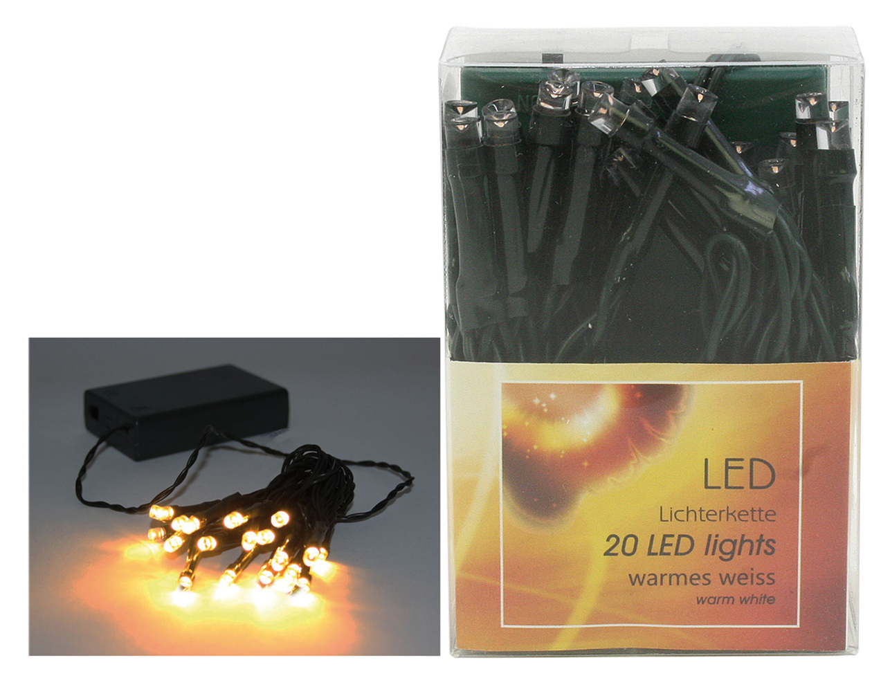 LED Lichterkette 20 LED warmweiß, für Innenräume